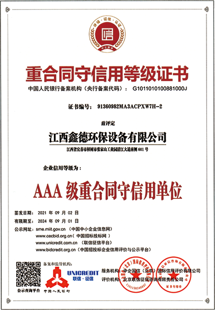 重合同守信用等級(jí)證書
